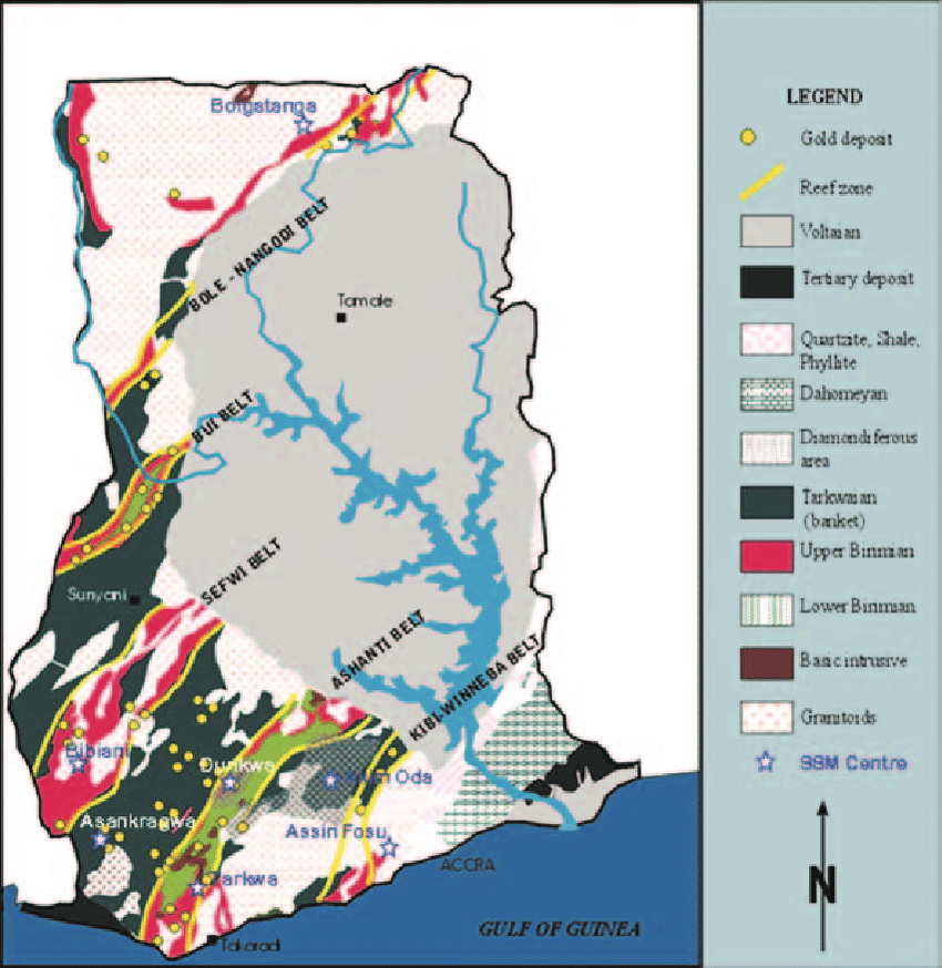 ghana gold mines map