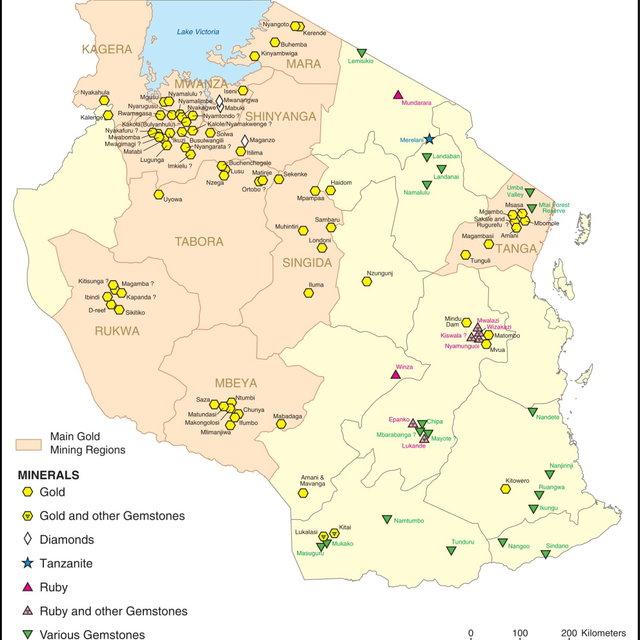 tanzania gold mines map